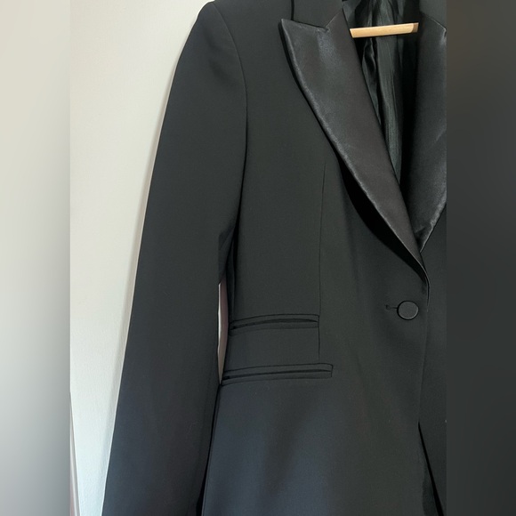 Zara Women’s Satin Lapel Tuxedo Blazer Jacket Solid Black Size Medium - Picture 6 of 10